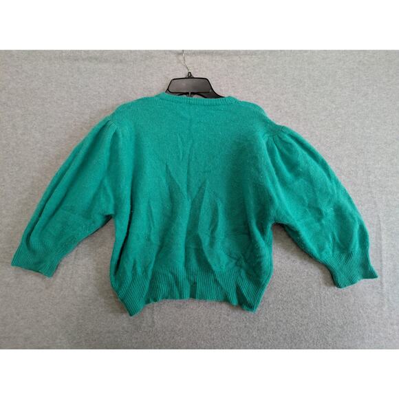 Esprit Sweater Women Medium Teal Green Crew Neck Wool Blended Pullover Vintage - Picture 8 of 9